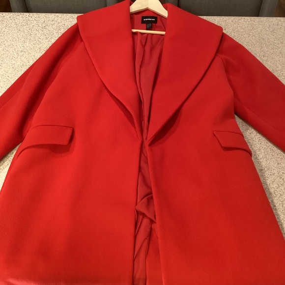 Express Red Shawl Lapel Wrap Coat - Picture 10 of 15